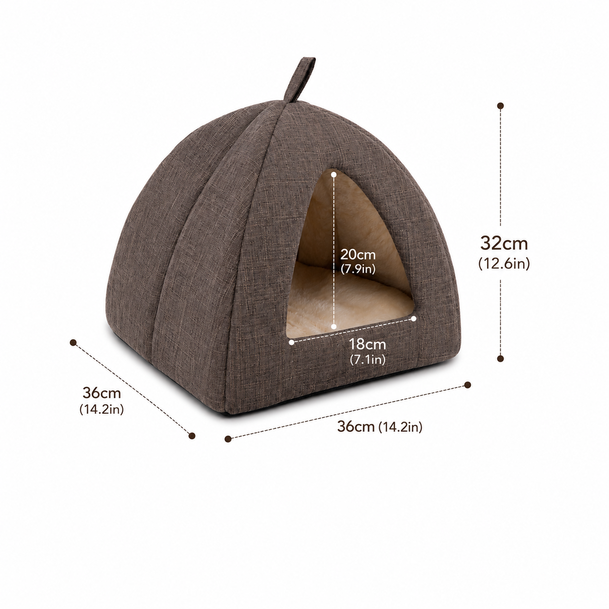 Brown Plush Pet Cave Bed – Cosy Indoor Hideaway Bed for Cats & Small Dogs