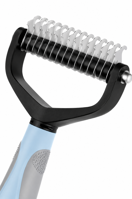 Pet Grooming Undercoat Rake Comb with Ergonomic Handle for Dogs and Cats