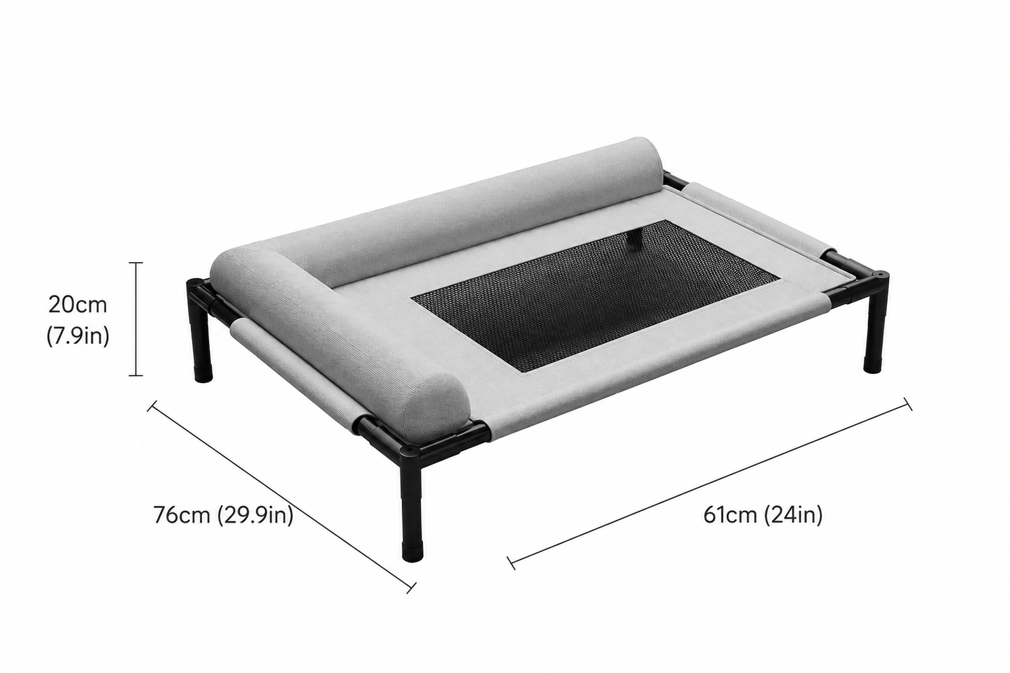 Elevated Cooling Dog Bed with Bolster – Raised Breathable Pet Cot for Indoor & Outdoor Use