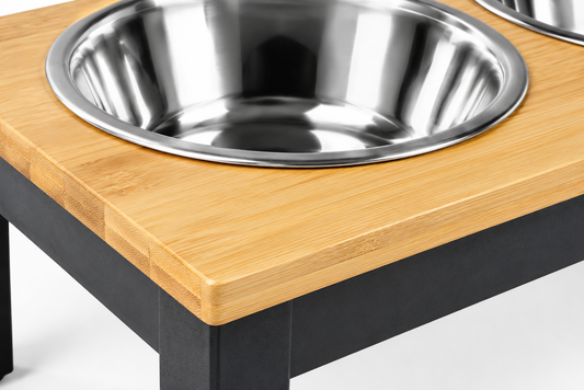 Elevated Double Pet Feeding Station with Stainless Steel Bowls