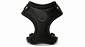 Luxury Black Leather No-Pull Dog Harness with Premium Gold Accent Hardware