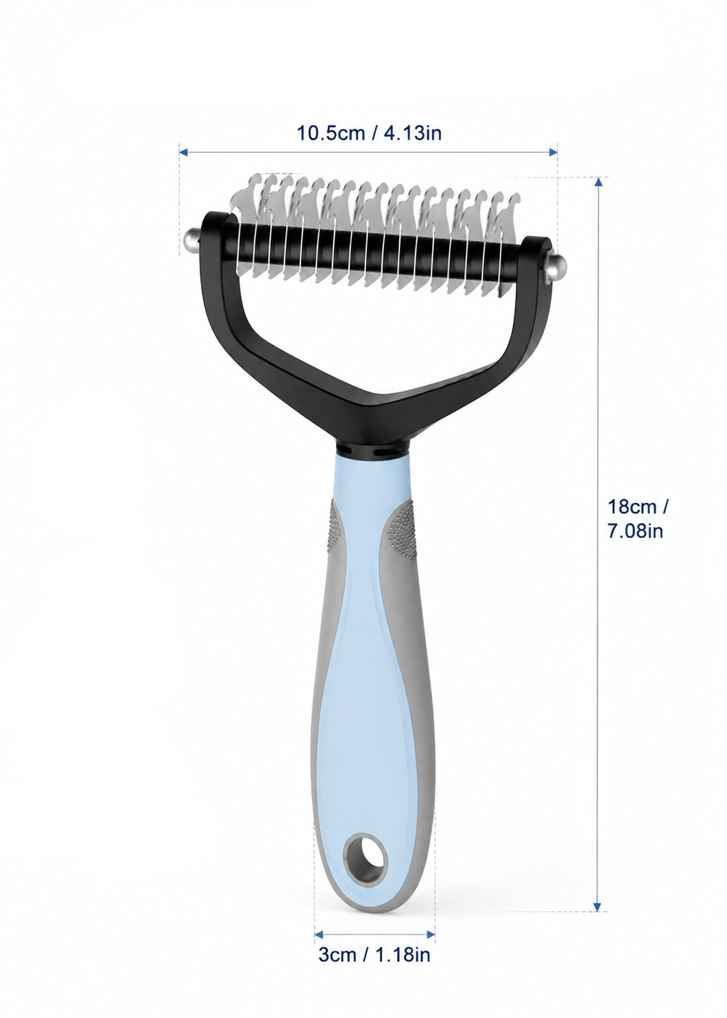 Pet Grooming Undercoat Rake Comb with Ergonomic Handle for Dogs and Cats