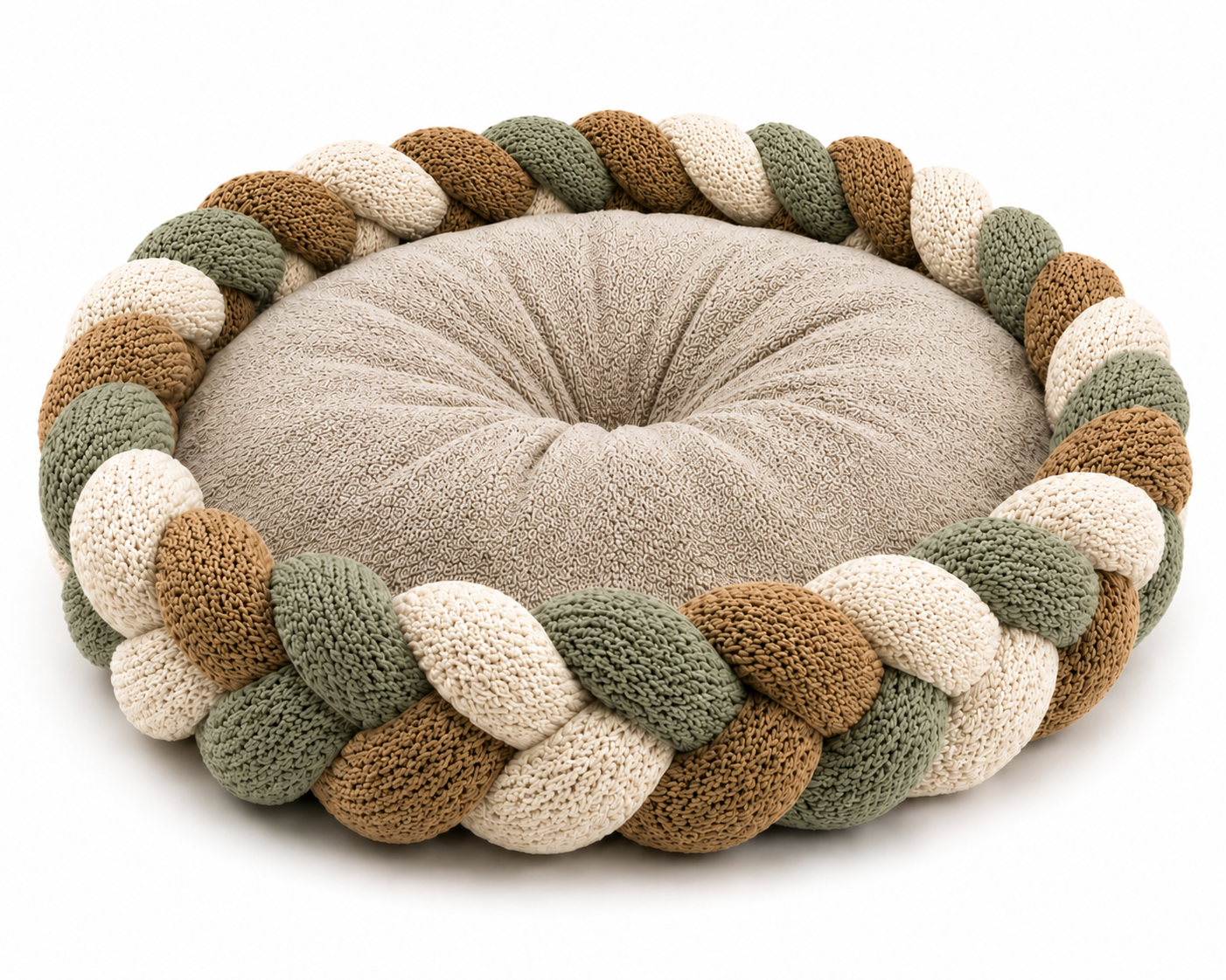Round Braided Pet Bed for Cats and Small Pets