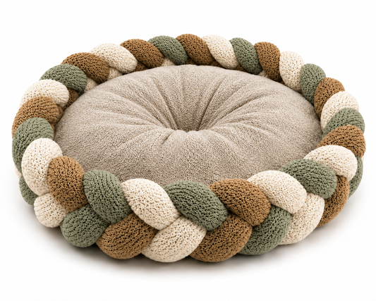 Round Braided Pet Bed for Cats and Small Pets