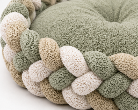 Round Braided Pet Bed for Cats and Small Pets