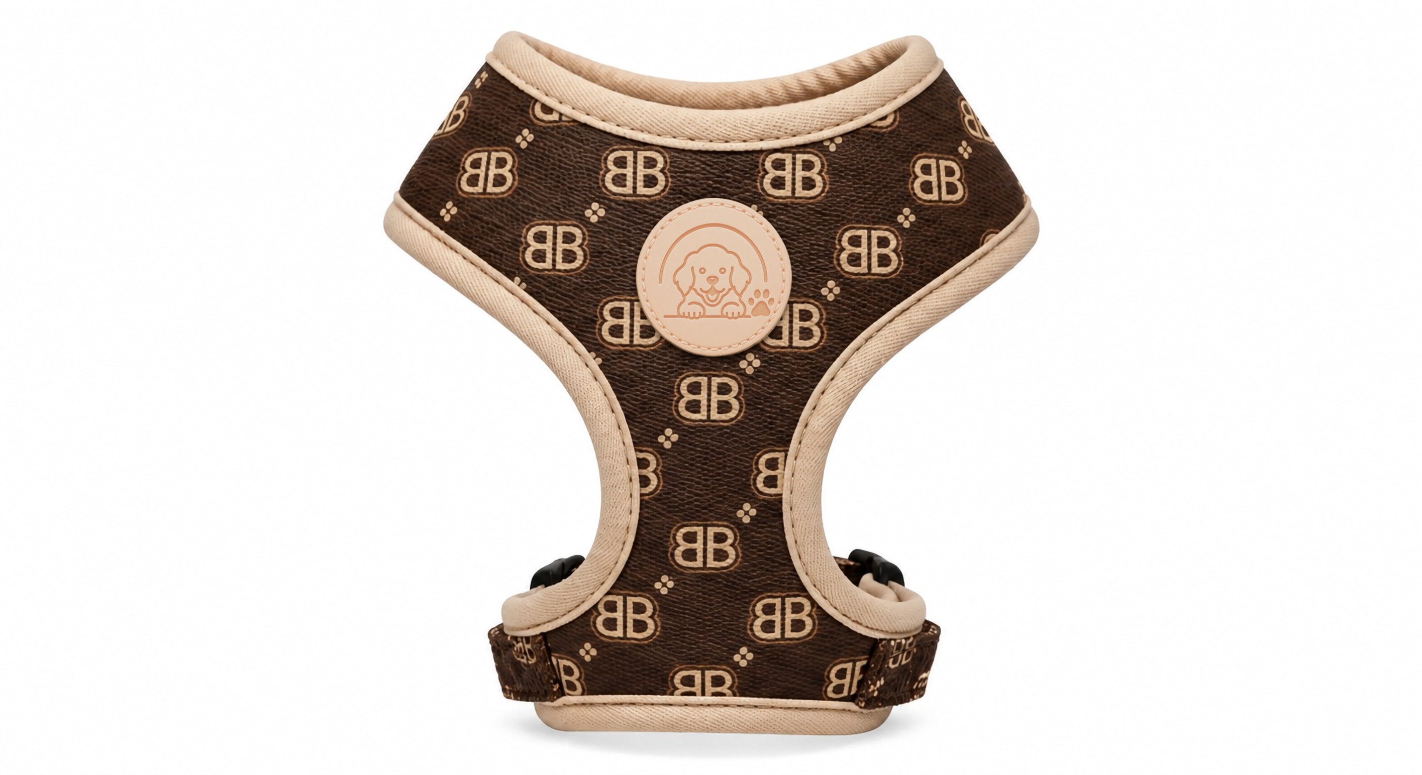 Brown Designer Pattern No-Pull Dog Harness with Soft Adjustable Comfort Fit