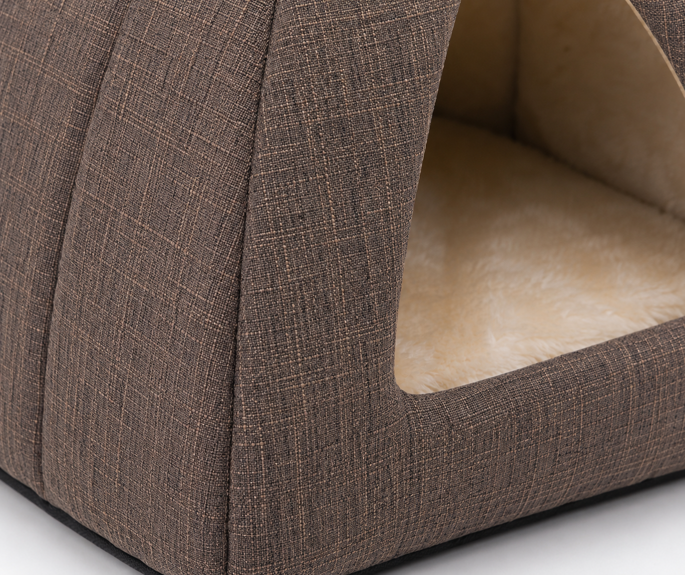 Brown Plush Pet Cave Bed – Cosy Indoor Hideaway Bed for Cats & Small Dogs