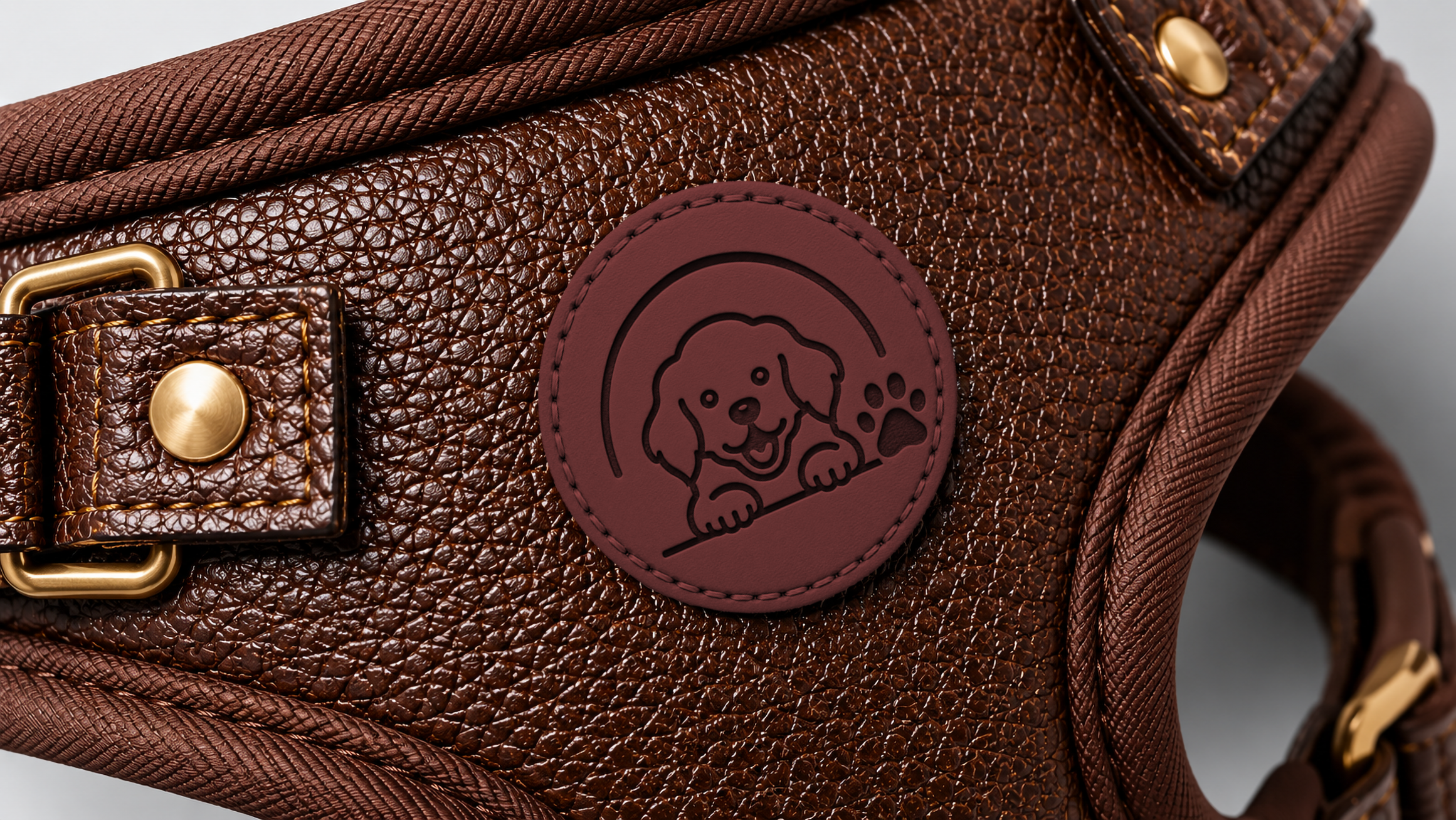 Luxury Brown Leather Dog Harness with Soft Adjustable Comfort Fit