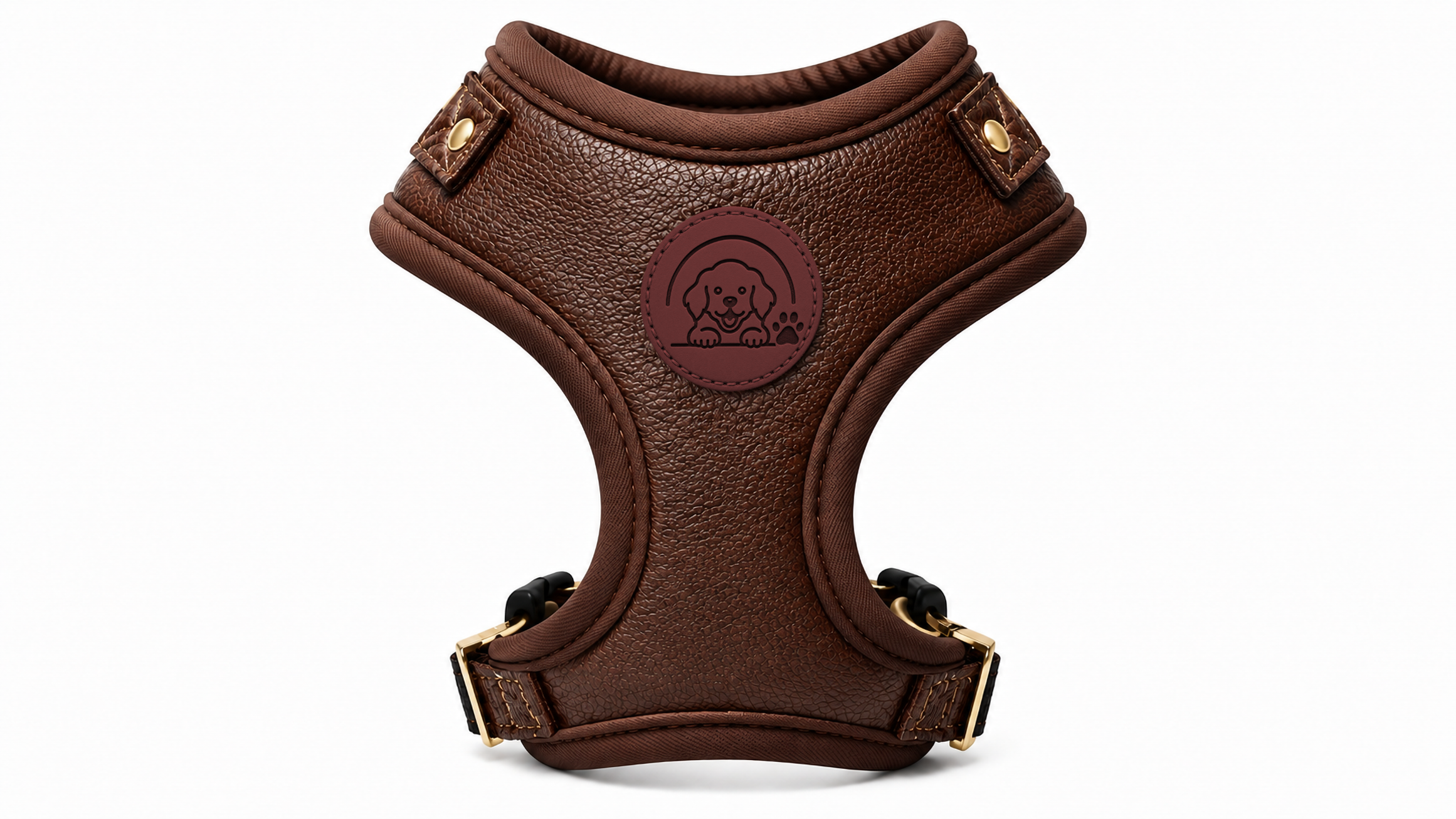Luxury Brown Leather Dog Harness with Soft Adjustable Comfort Fit