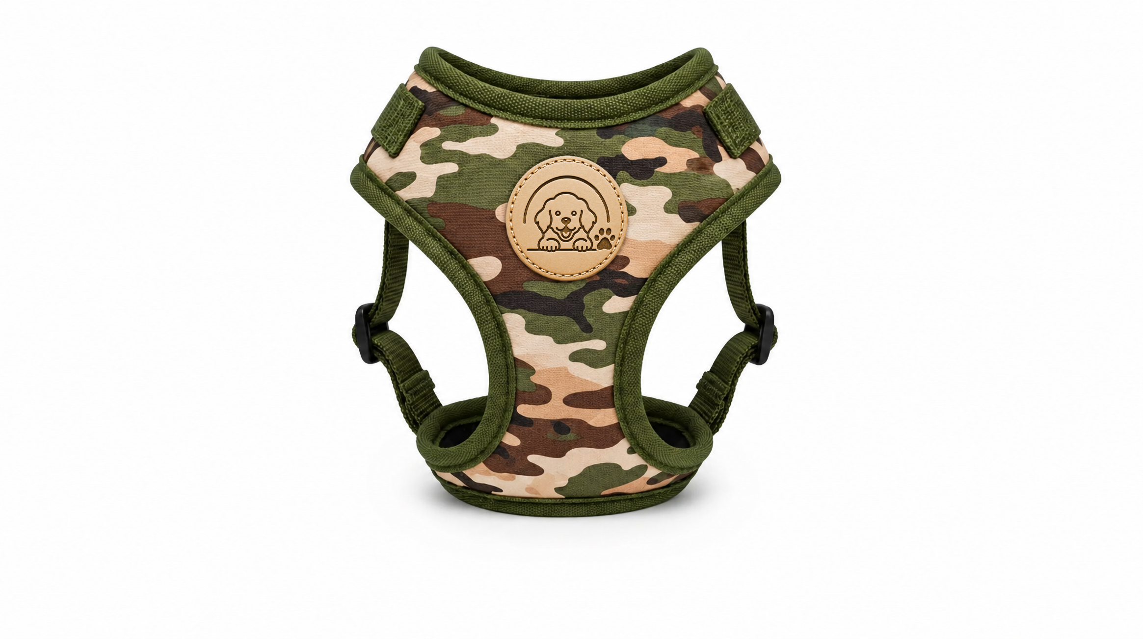 Military Camouflage Dog Harness Vest with Adjustable Straps and Soft Breathable Fit