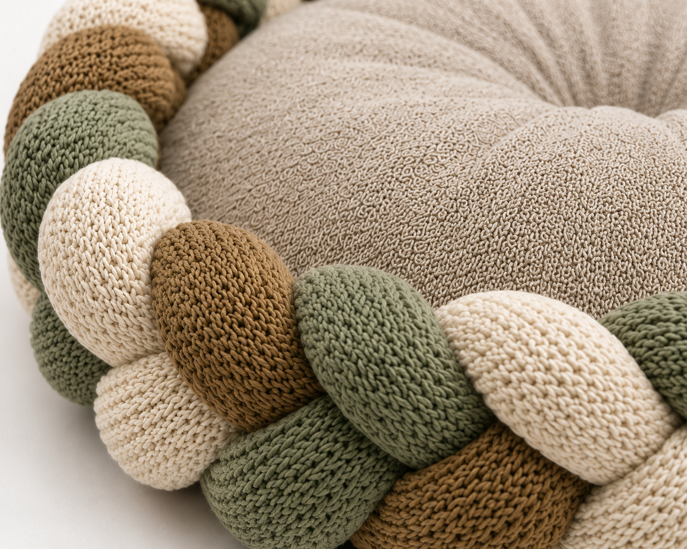 Round Braided Pet Bed for Cats and Small Pets