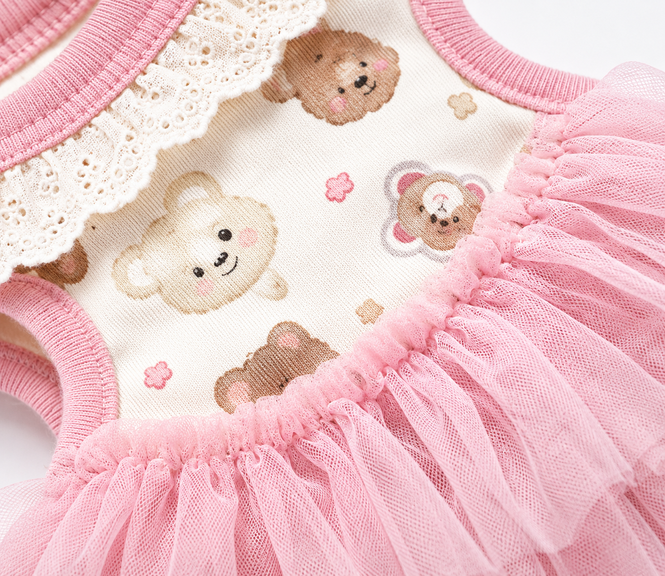 Pet Pantry Bear Print Tutu Pet Dress – Soft Lace Trim Dress for Dogs & Cats