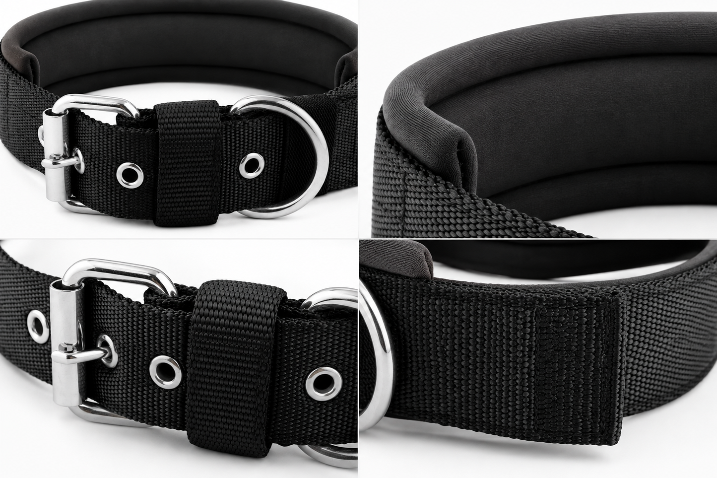 Adjustable Padded Dog Collar with Metal Buckle & D-Ring for Everyday Use