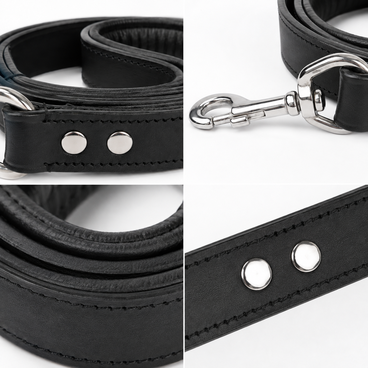 Premium Genuine Leather Dog Leash with Heavy Duty Metal Clip for Daily Walking