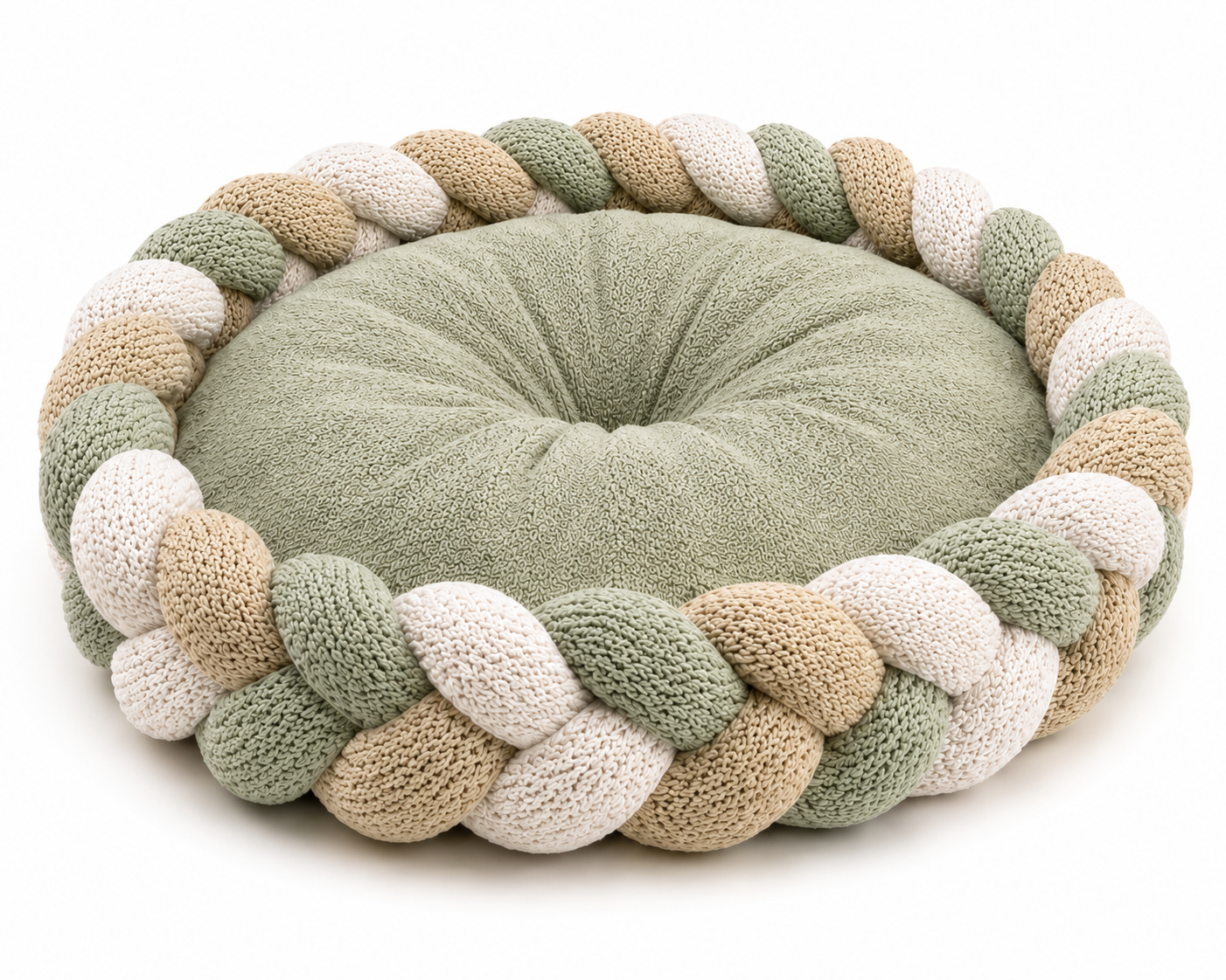 Round Braided Pet Bed for Cats and Small Pets