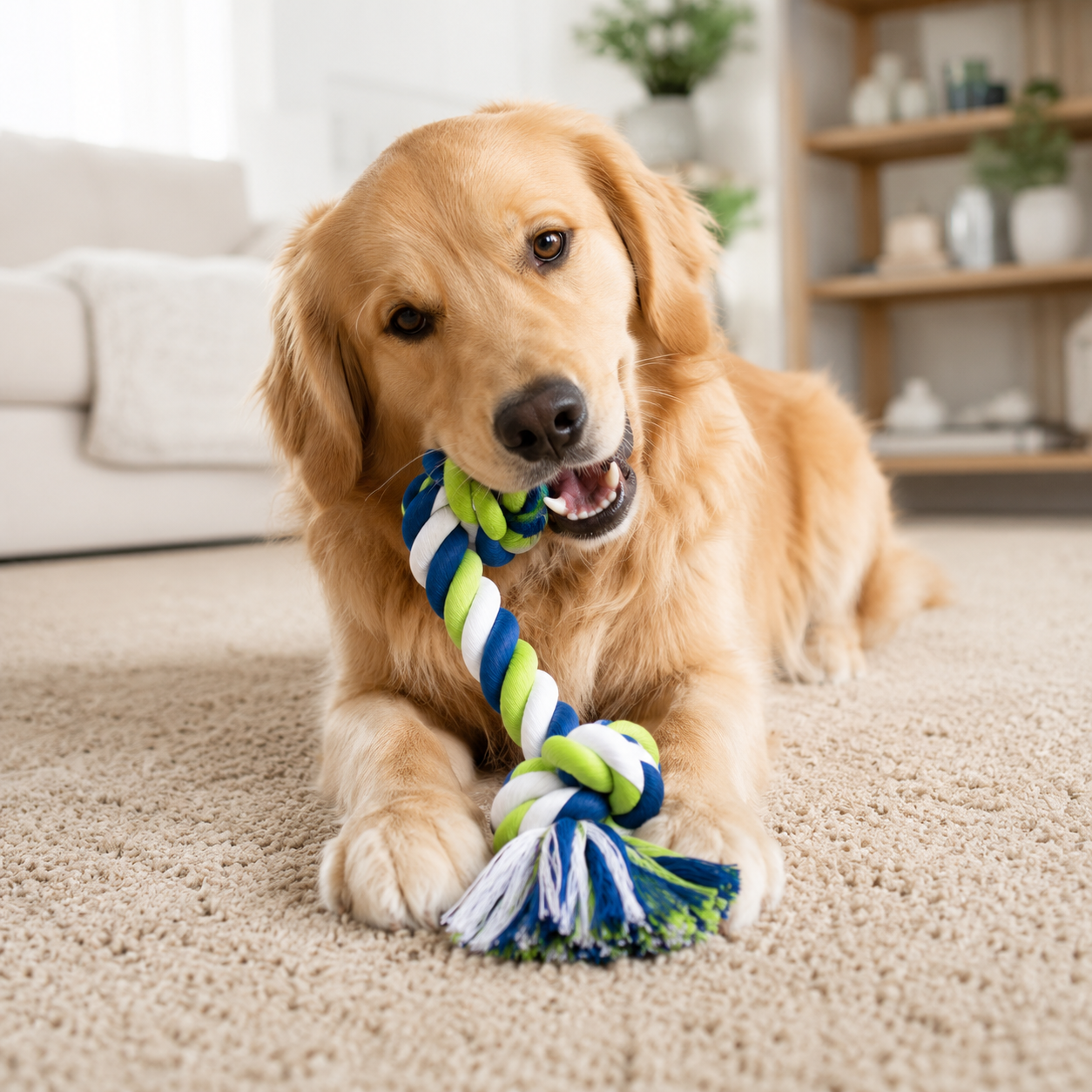 Braided Cotton Rope Pet Toy with Knotted Ends for Dogs and Puppies