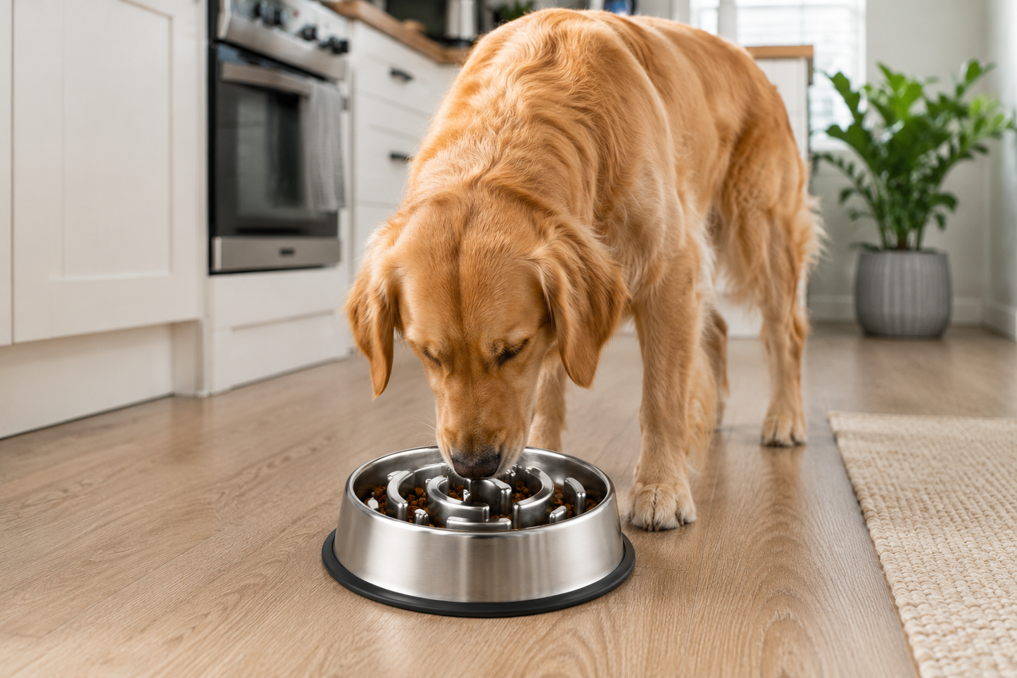 Stainless Steel Slow Feed Pet Bowl with Maze Pattern for Dogs and Cats