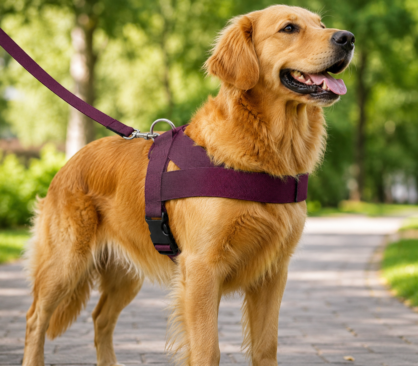 Adjustable No-Pull Dog Harness with Soft Padded Chest Strap & Quick Release Buckle