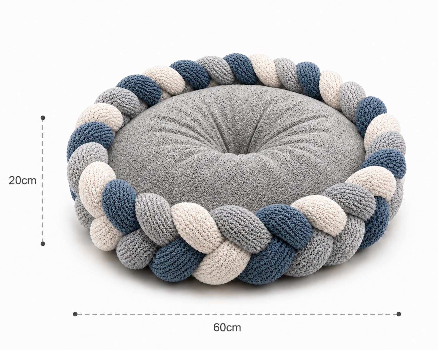 Round Braided Pet Bed for Cats and Small Pets