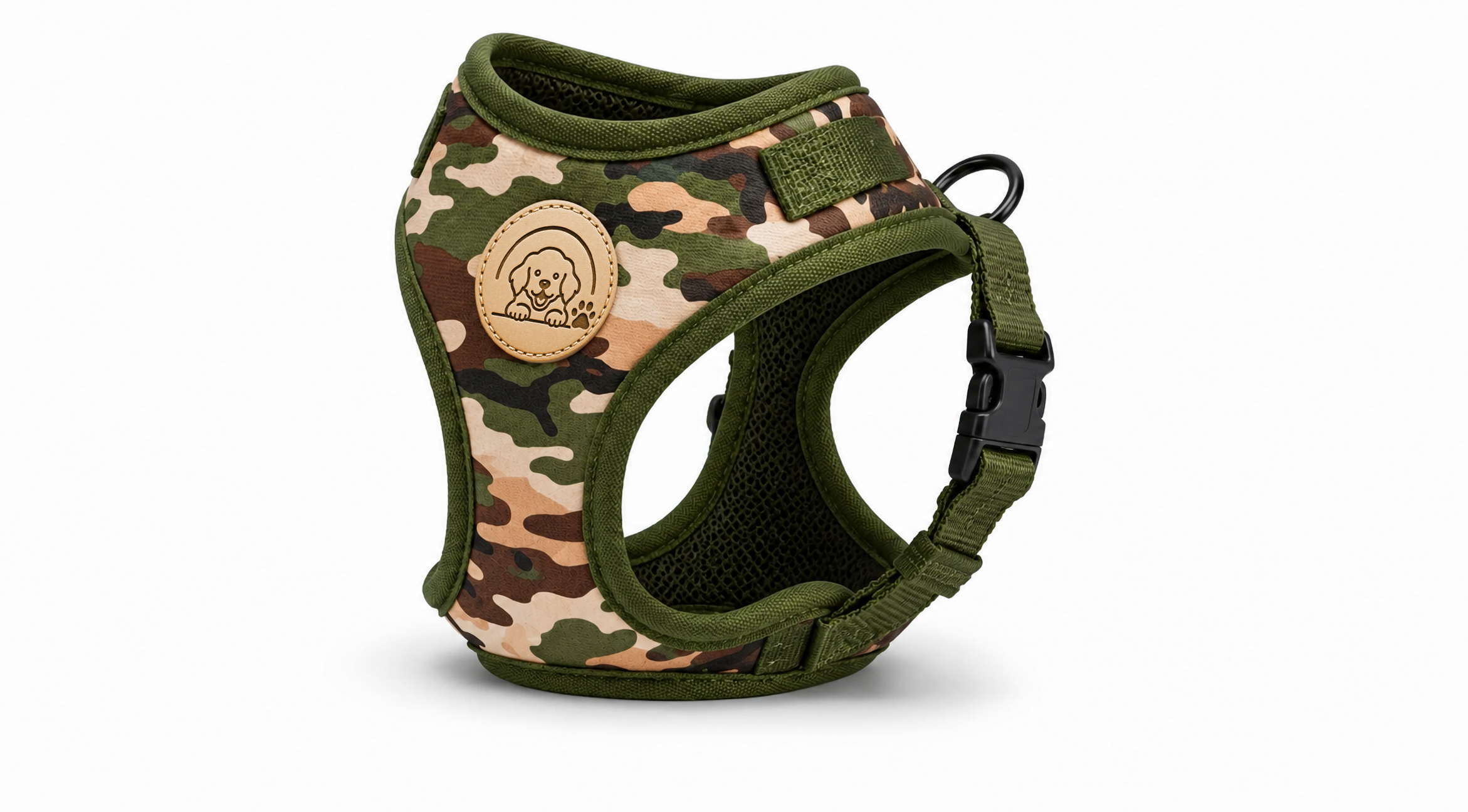 Military Camouflage Dog Harness Vest with Adjustable Straps and Soft Breathable Fit