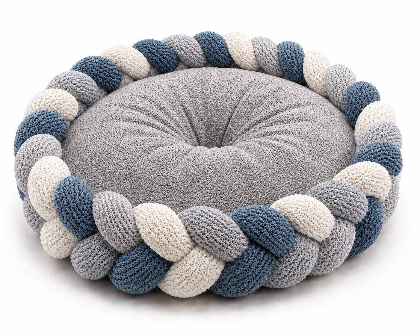 Round Braided Pet Bed for Cats and Small Pets