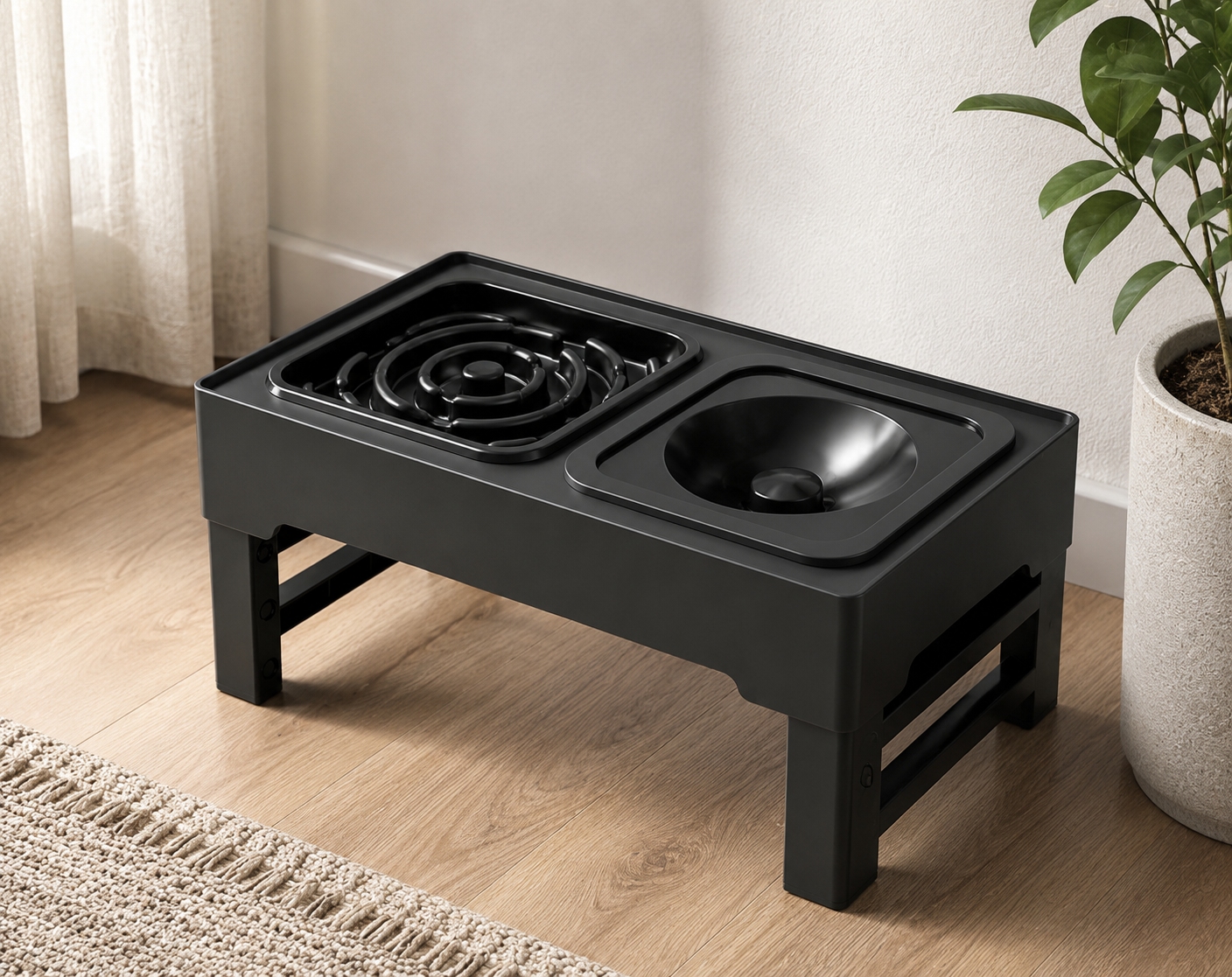 Adjustable Elevated Slow Feeder & Water Bowl Station for Dogs & Cats