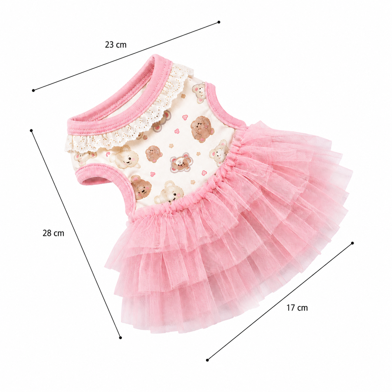 Pet Pantry Bear Print Tutu Pet Dress – Soft Lace Trim Dress for Dogs & Cats