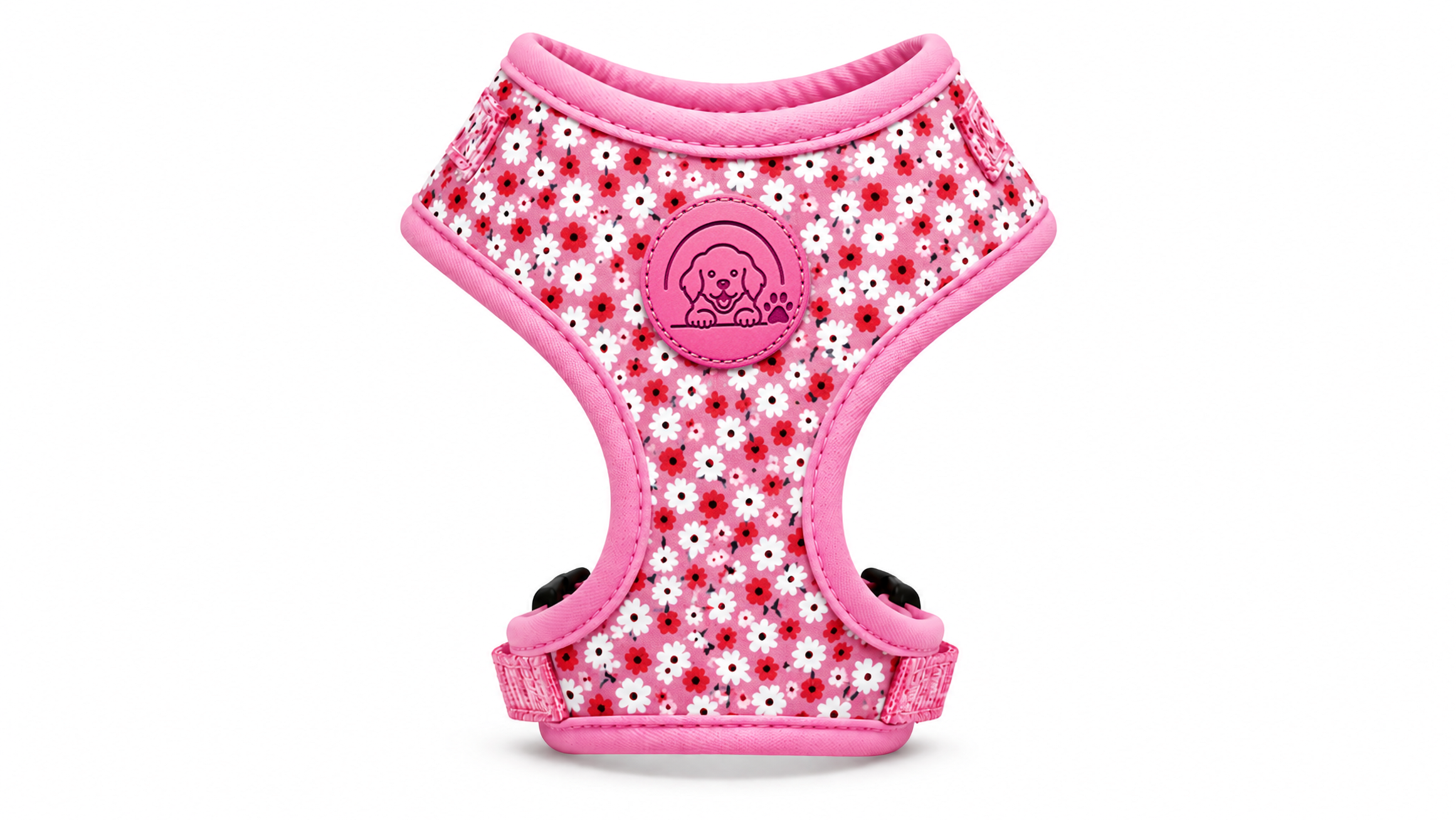 Floral Pink Dog Harness Vest with Soft Adjustable Comfort Fit