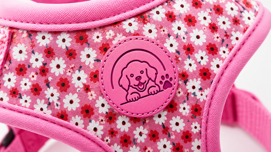 Floral Pink Dog Harness Vest with Soft Adjustable Comfort Fit