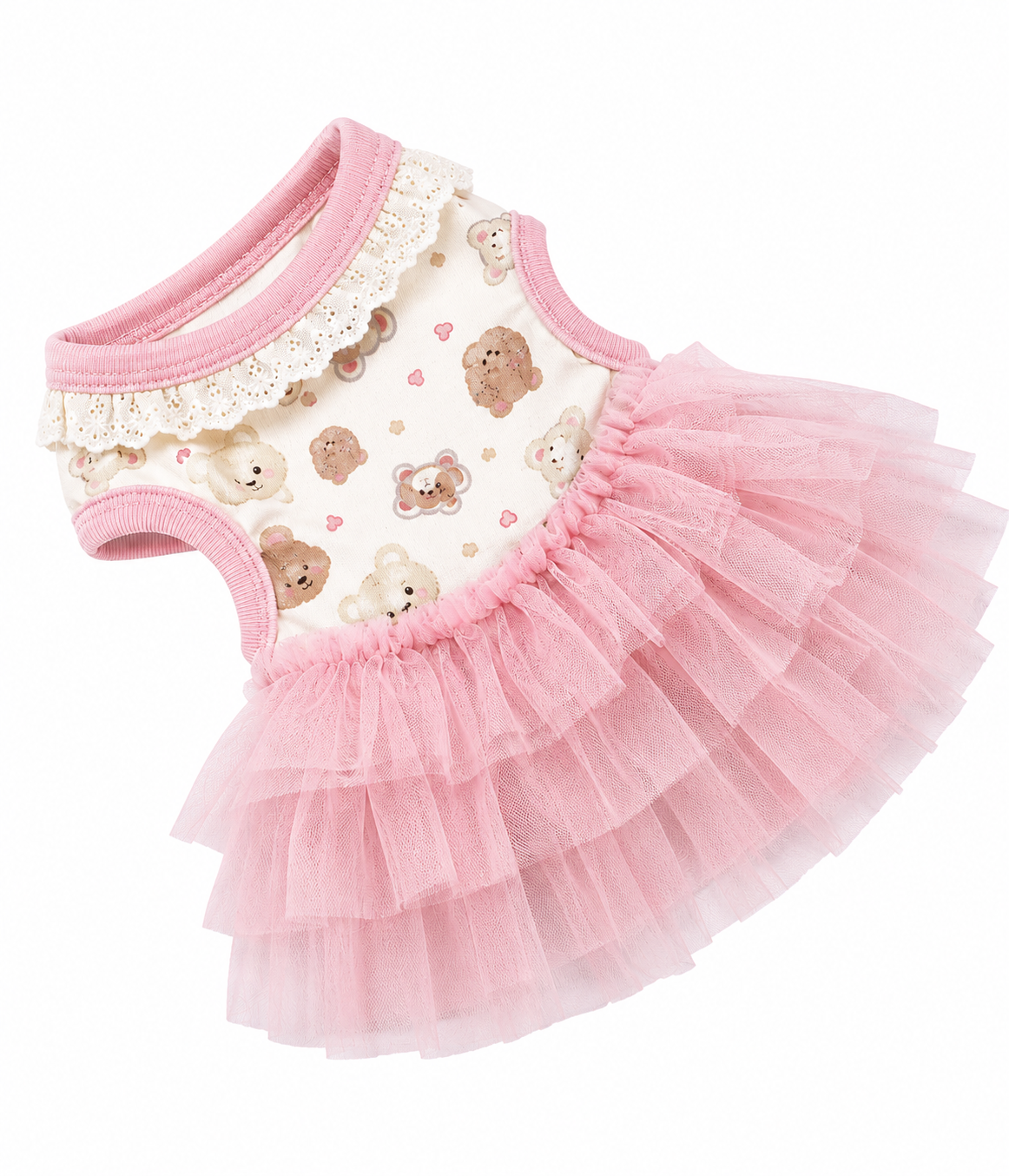 Pet Pantry Bear Print Tutu Pet Dress – Soft Lace Trim Dress for Dogs & Cats