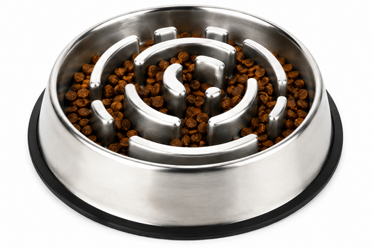Stainless Steel Slow Feed Pet Bowl with Maze Pattern for Dogs and Cats