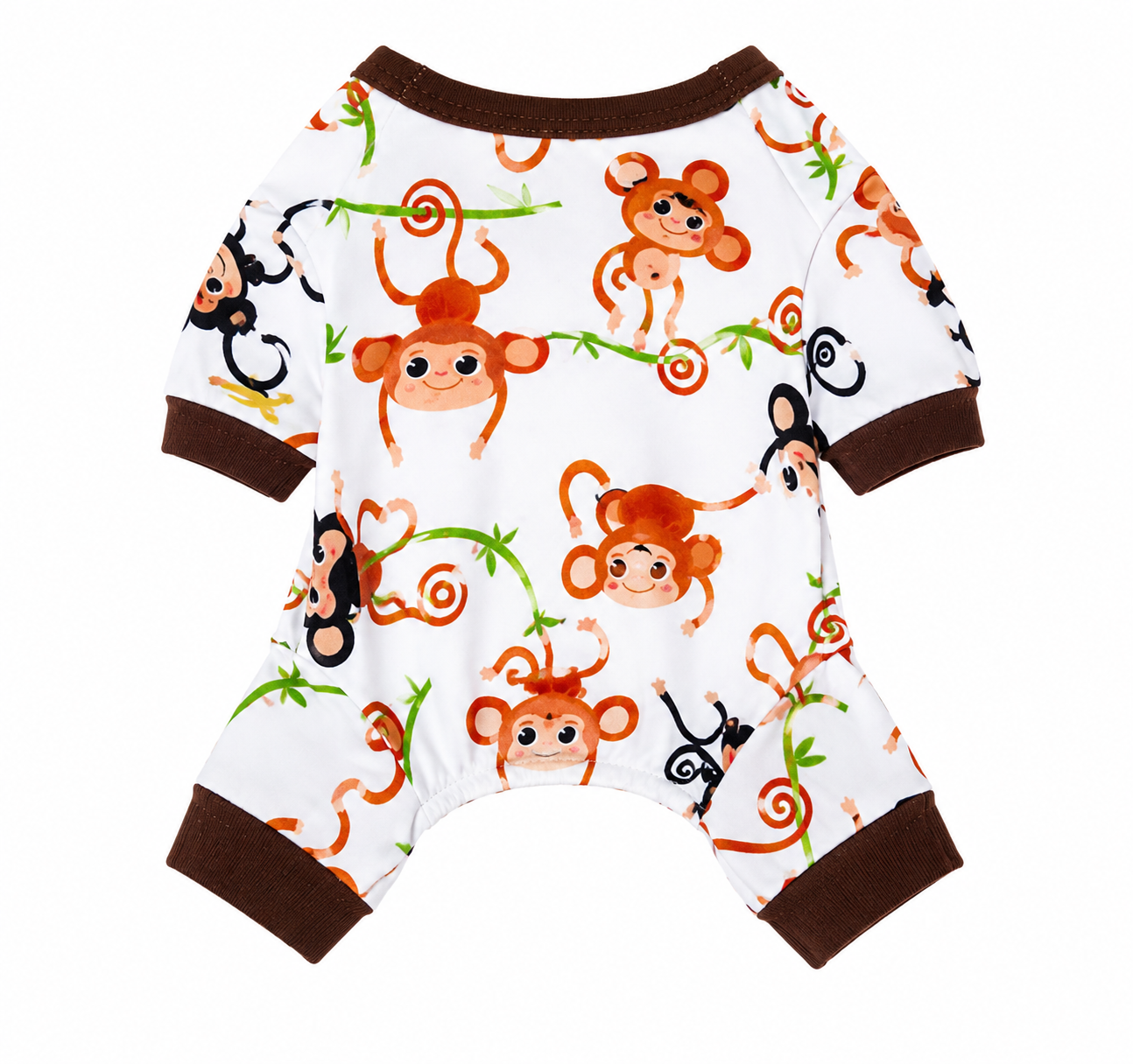 Pet Pantry Monkey Print Pet Pajamas – Soft Full-Body Pet Onesie for Dogs & Cats