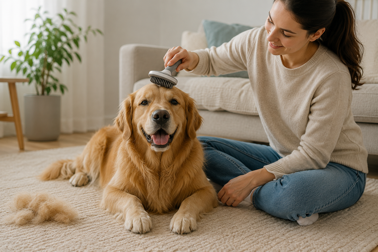 Pet Grooming Slicker Brush with Ergonomic Handle for Dogs, Cats and Small Pets