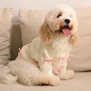 Pink Bow-3D Motif Pet Sweater